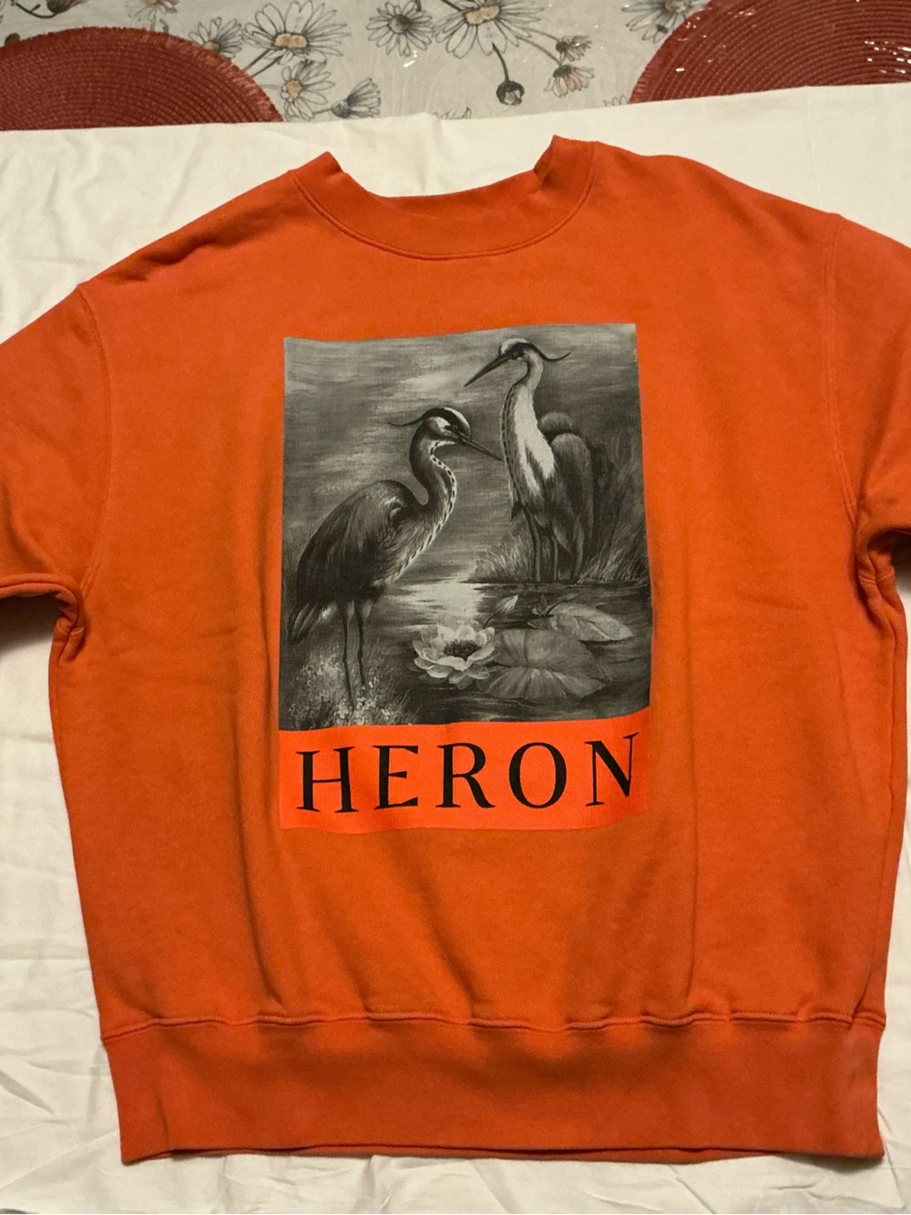 Heron Preston Orange Logo Patch Sleeve Sweatshirt size S